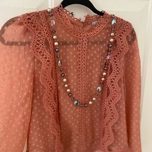Lacy Salmon/Coral Blouse